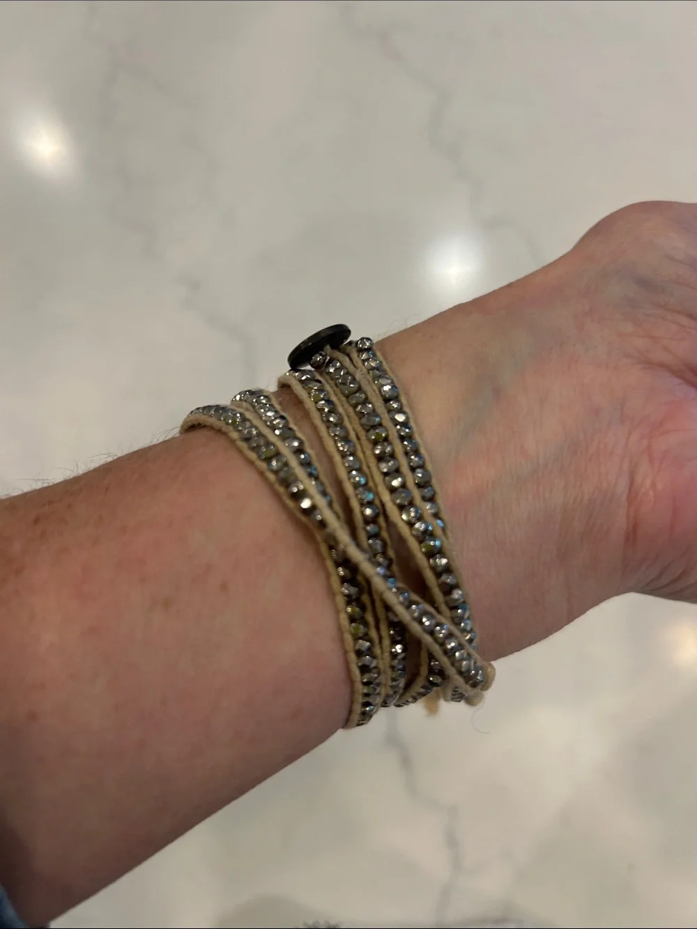 Club Monaco Beaded Metallic Hematite Wrap Necklace/ Bracelet